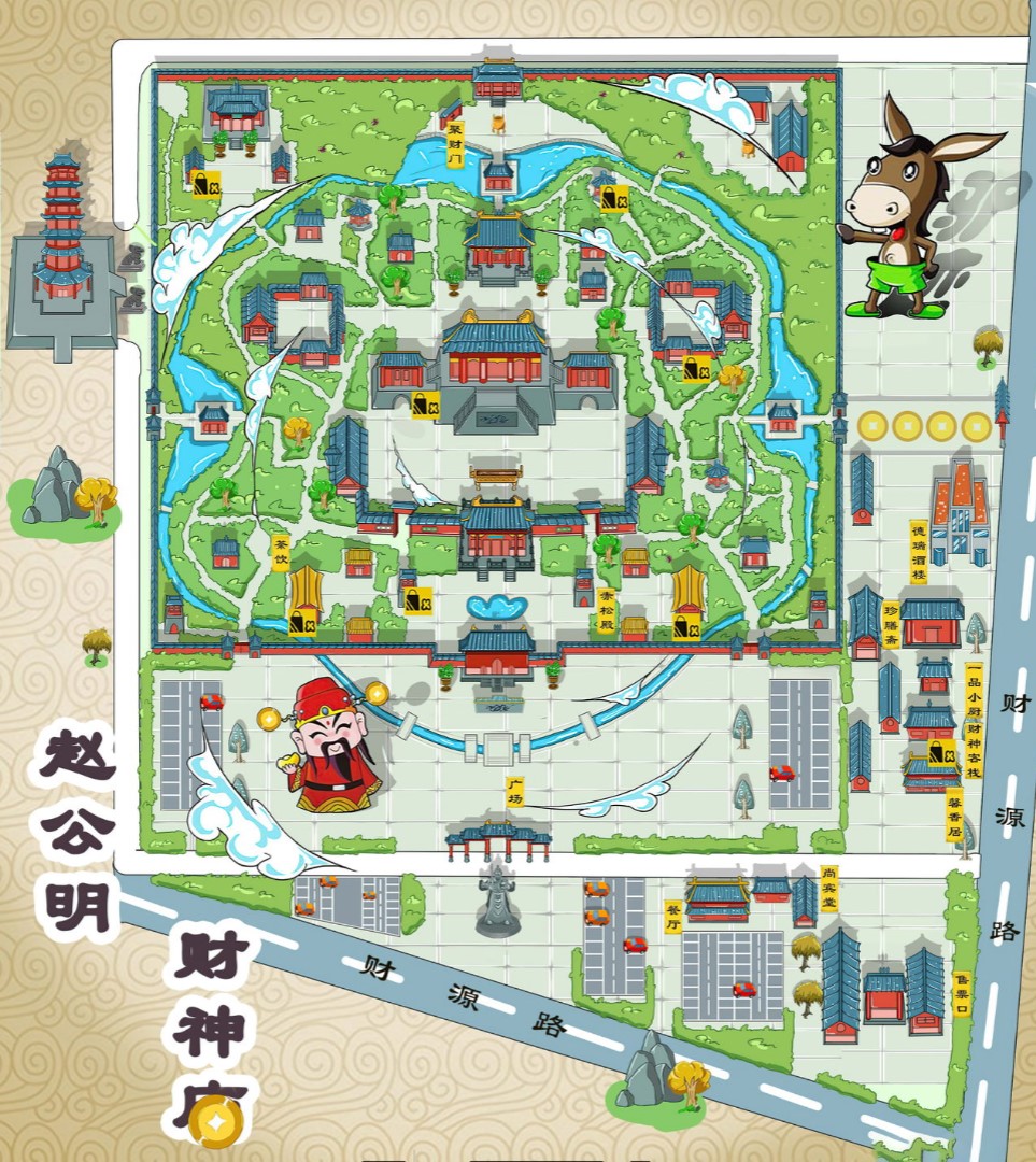 柳南寺庙类手绘地图
